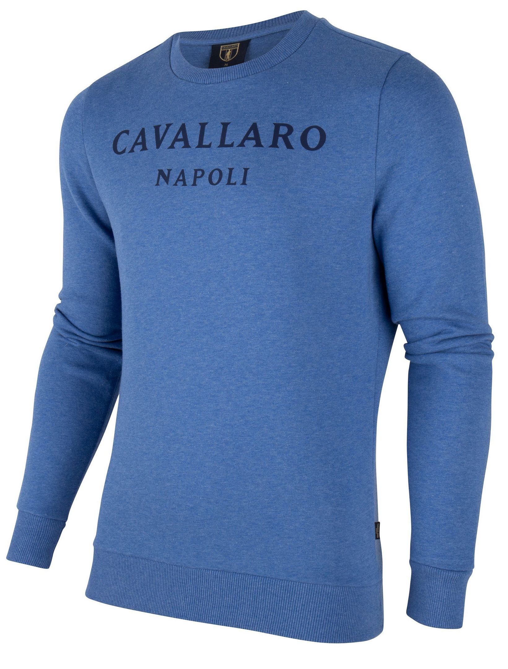 kussen filosoof slim Cavallaro Napoli Miraco Sweat Trui in kleur Midden Blauw | Jan Rozing  Mannenmode